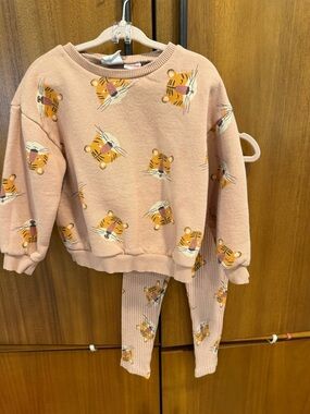 Zara Kids Pink Tiger Print Matching Set
